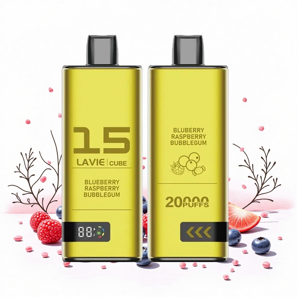 Lavie Cube 20000 Puffs Megújítandó E-cigaretta Áfonya Málna Buborékrágó 28ML Folyadék 600mAh Akkumulátor Hungary Vapes