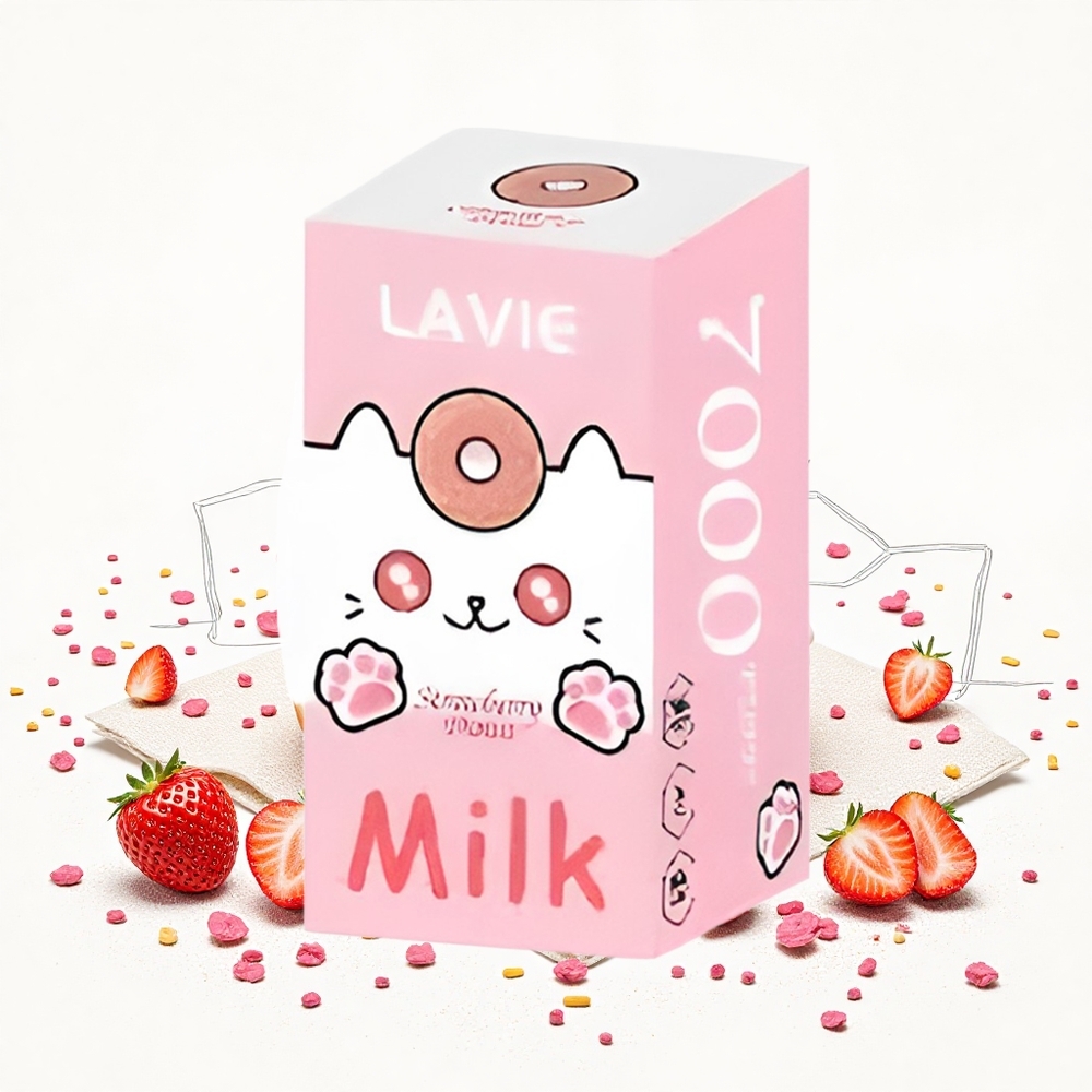 Lavie Milk 7000 Puffs Eper Fánk 16ML E-liquid kapacitás 600mAh Akkumulátor kapacitás Hungary Vapes