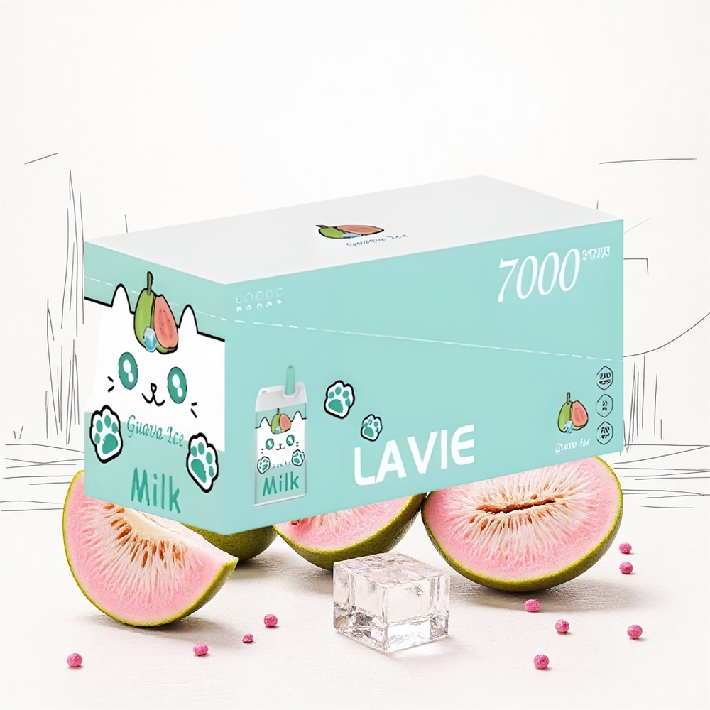 Lavie Milk 7000 Puffs Guava Jég 16ML E-liquid 600mAh Akkumulátor Hungary Vapes