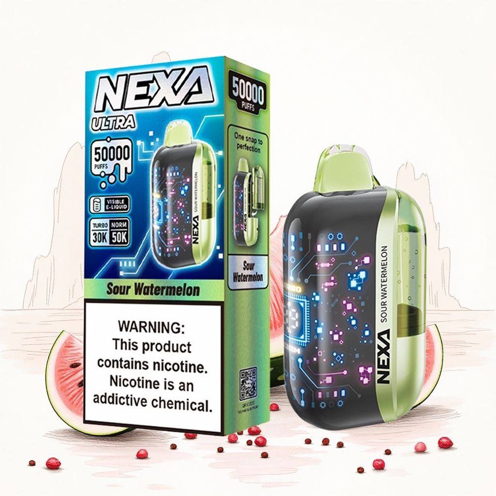 NEXA Ultra 50000 Böfrés Előre Töltött Kapacitás 20ml és 800mah Akkumulátor Kapacitás Savanyú Görögdinnye Hungary Vapes