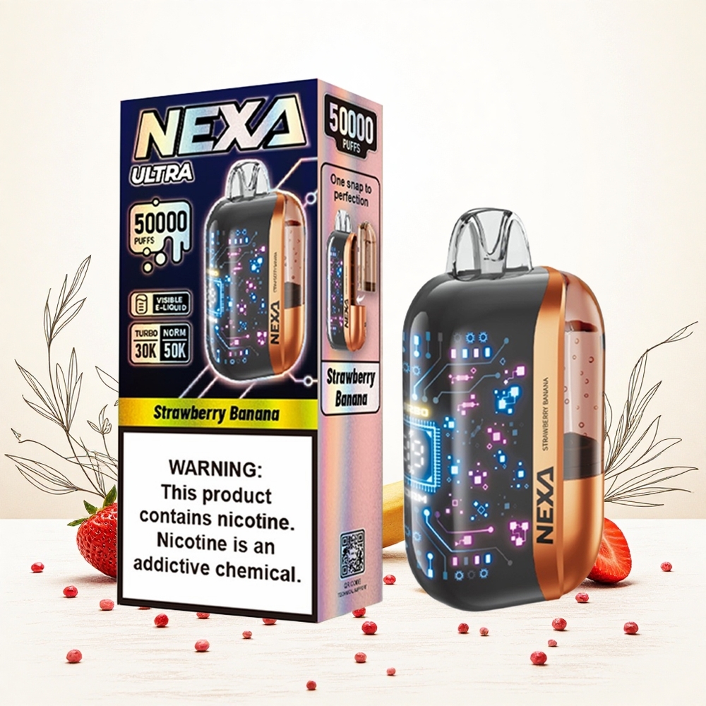 NEXA Ultra 50000 Puffs Eredetgyümölcsös Banán 20ml Előre Töltött Kapacitás 800mah Akkumulátor Kapacitás Hungary Vapes
