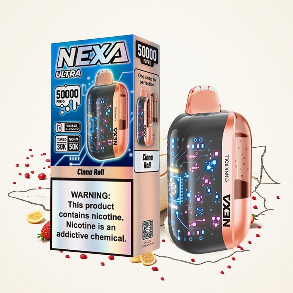 NEXA Ultra 50000 Puffs Fahéjas Tekercs Hungary Vapes 20ml Előre Töltött Kapacitás 800mAh Akkumulátor Kapacitás