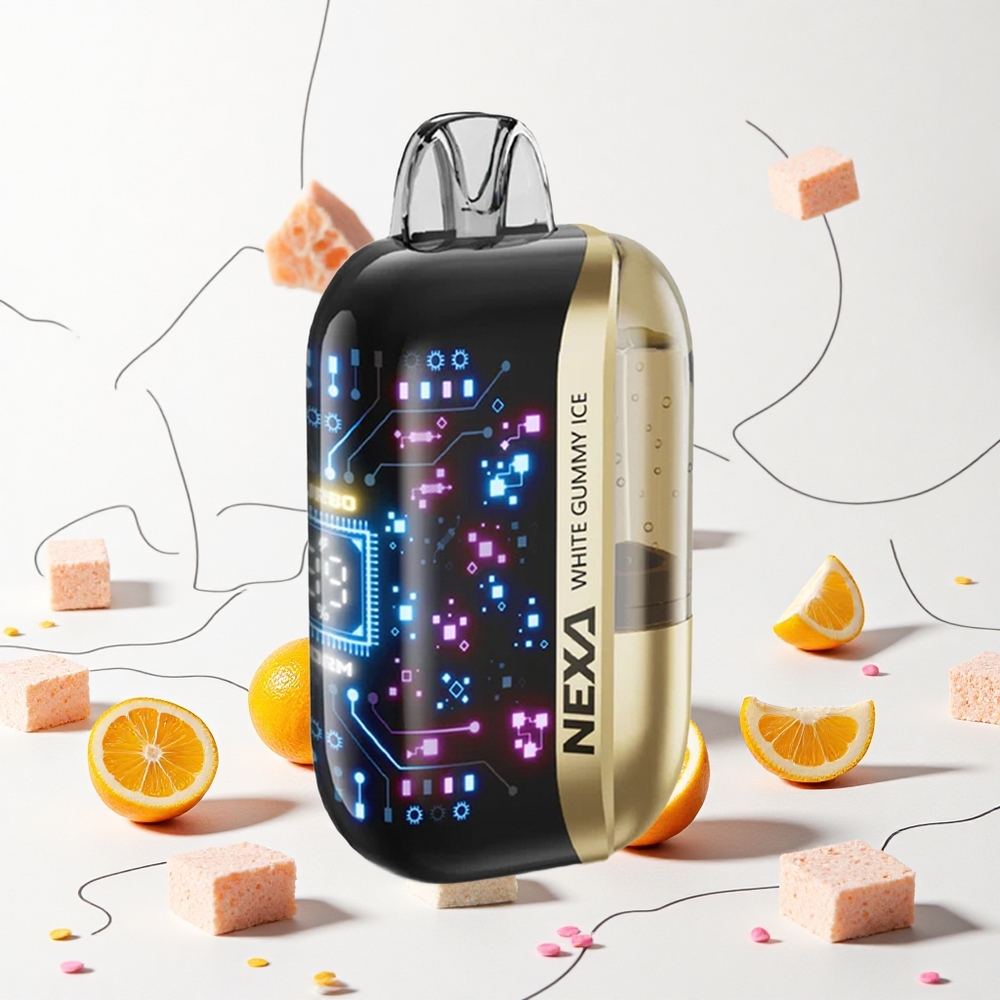 NEXA Ultra 50000 Puffs Fehér Gummy Ice 20ml előre töltött kapacitás 800mah akkumulátor kapacitás Hungary Vapes