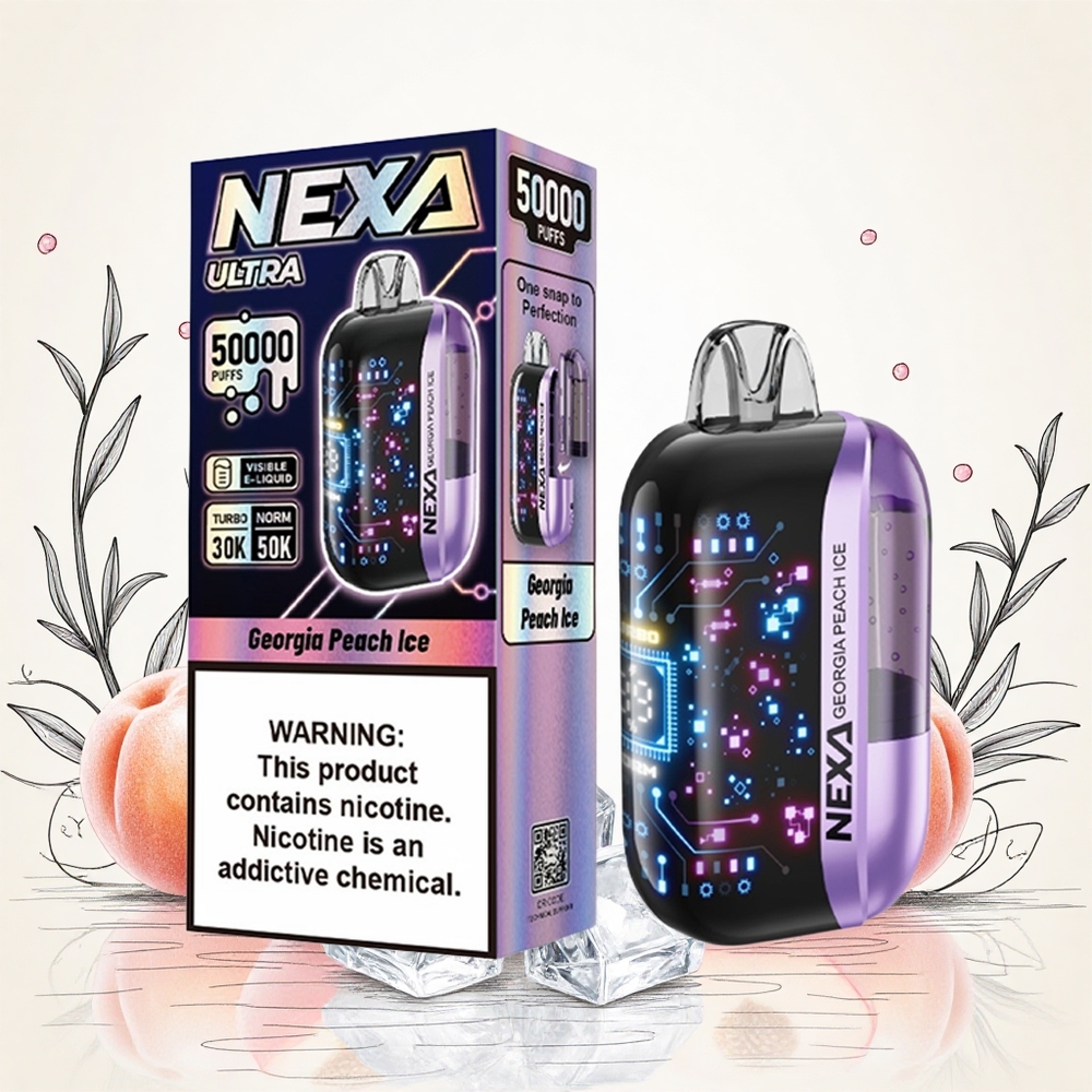 NEXA Ultra 50000 Puffs Grúz Barack Jég 20ml Előre Töltött Kapacitás 800mah Akkumulátor Kapacitás Hungary Vapes