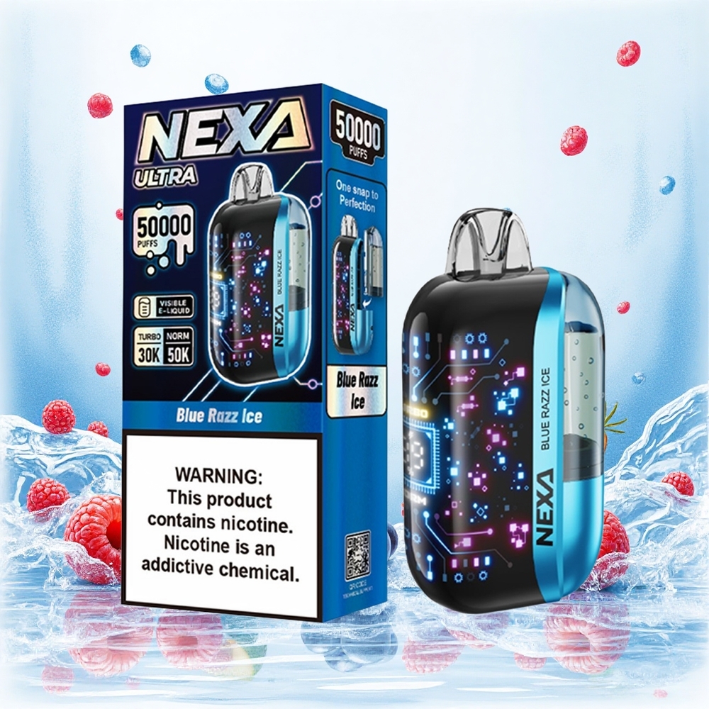 NEXA Ultra 50000 Puffs Kék Málna Jég 20ml Előre Töltött Kapacitás 800mah Akkumulátor Kapacitás Hungary Vapes