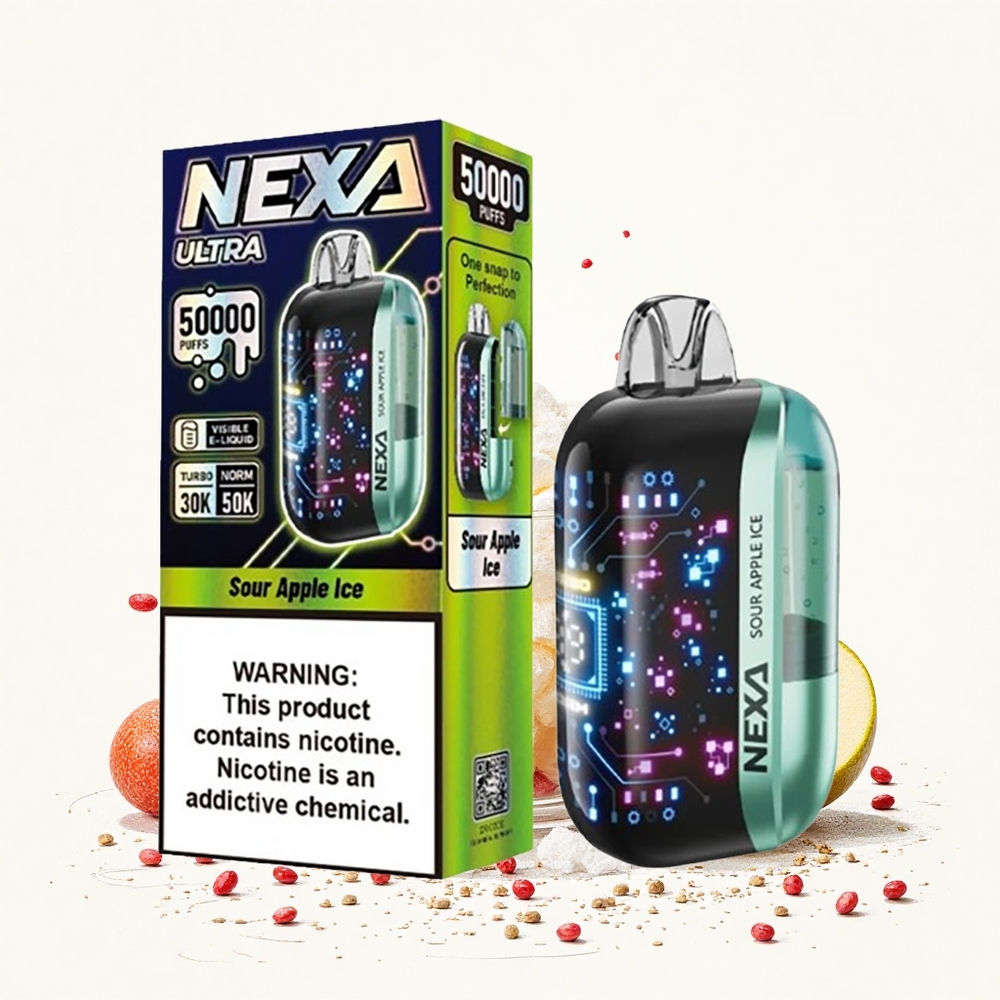 NEXA Ultra 50000 Puffs Savanyú Alma Jég 20ml Előre Töltött Kapacitás 800mah Akkumulátor Kapacitás Hungary Vapes