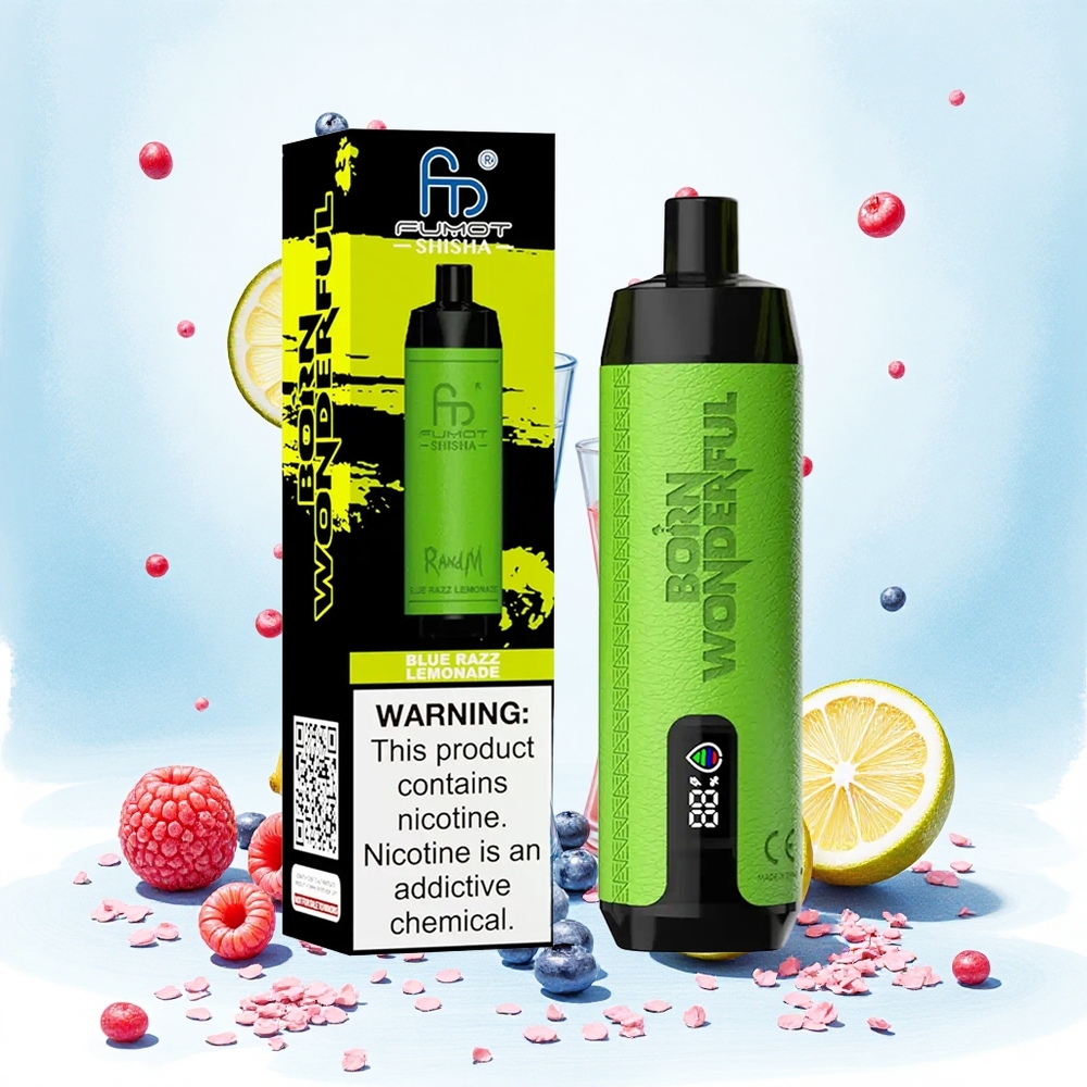 RandM Fumot Shisha 10000 Fuvaros Eladható E-cigaretta Kék Málna Limonádé 18ml Előre Töltött E-liquid 05 Nikotintartalom Hungary Vapes