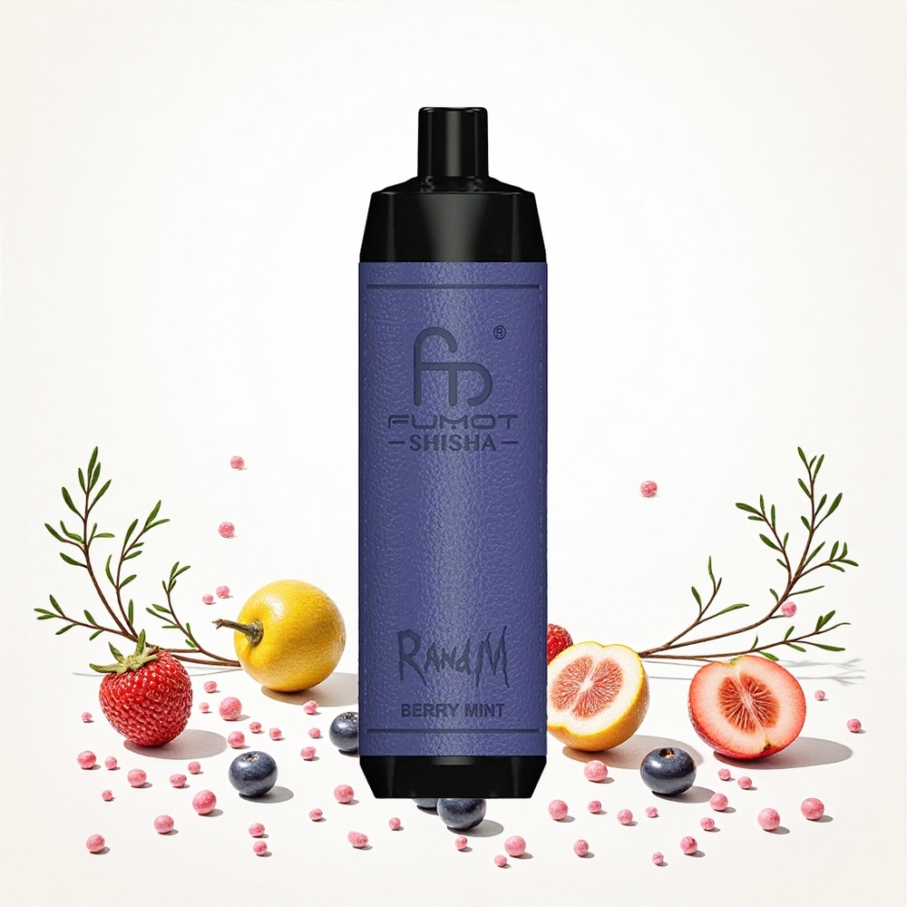 RandM Fumot Shisha 10000 Puffs Borsmenta (Berry Mint) 18ml Előre Töltött E-liquid 850 mAh Akkumulátor Hungary Vapes