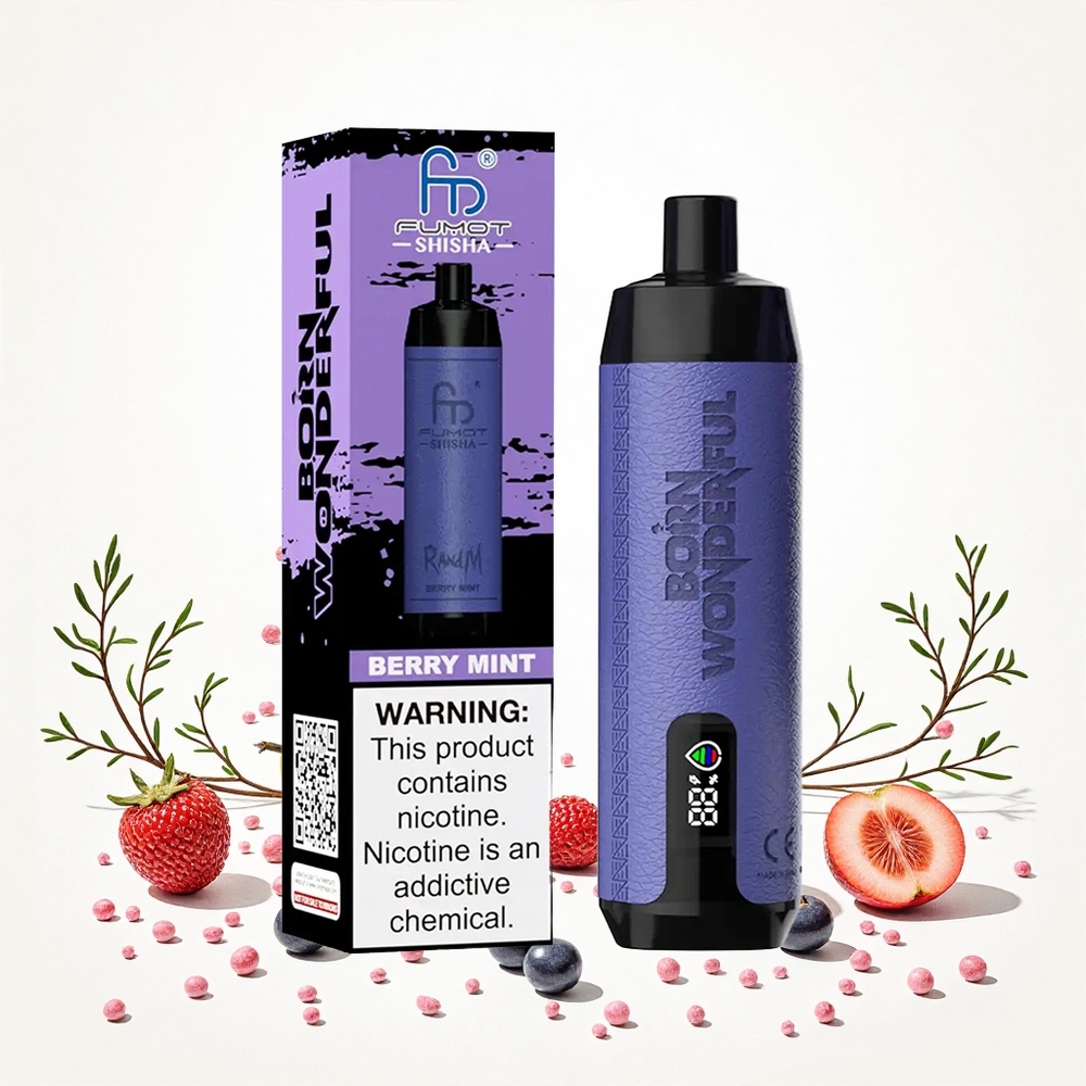RandM Fumot Shisha 10000 Puffs Borsmenta (Berry Mint) 18ml Előre Töltött E-liquid 850 mAh Akkumulátor Hungary Vapes