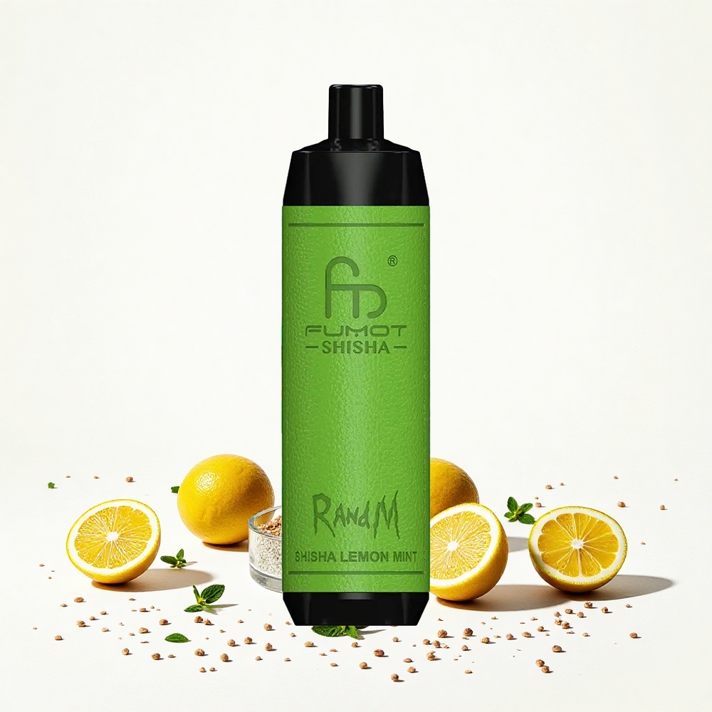 RandM Fumot Shisha 10000 Puffs Citrom Menta 18ml előre töltött e-liquid 850 mAh akkumulátor Hungary Vapes