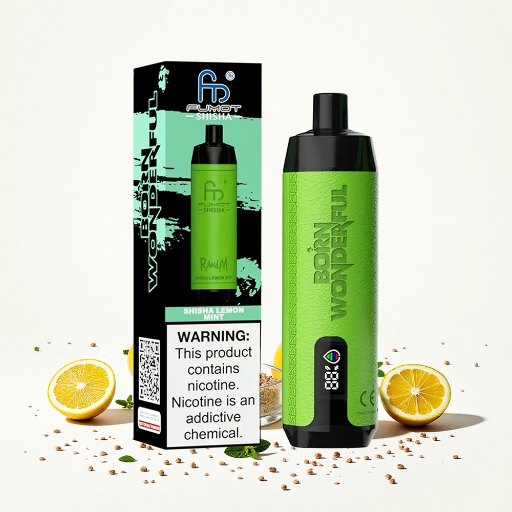 RandM Fumot Shisha 10000 Puffs Citrom Menta 18ml előre töltött e-liquid 850 mAh akkumulátor Hungary Vapes