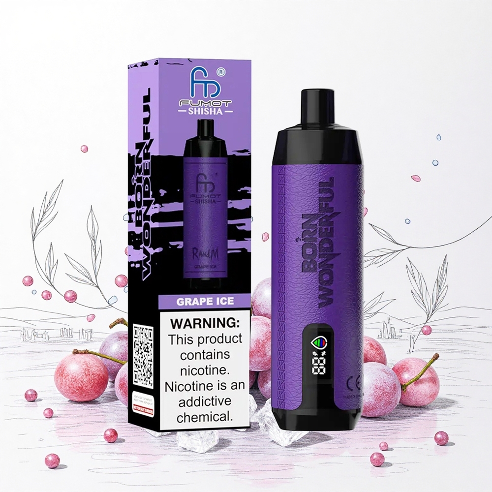 RandM Fumot Shisha 10000 Puffs Eldobható Vape Jégbor (Grape Ice) 18ml Előre Töltött e-liquid 05 Nikotintartalom Hungary Vapes