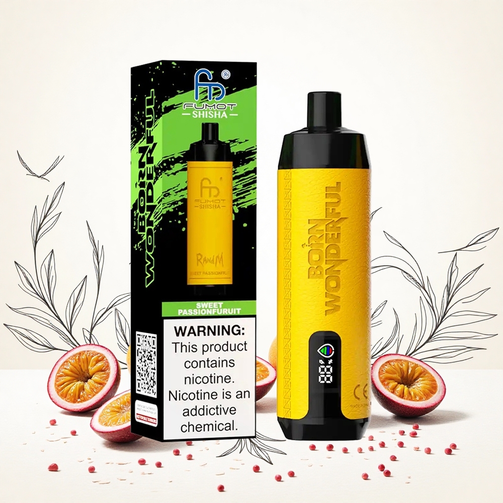 RandM Fumot Shisha 10000 Puffs Elszívható E-szigaretta Édes Passiógyümölcs 18ml Előre Töltött E-liquid 850 mAh Akkumulátor Hungary Vapes