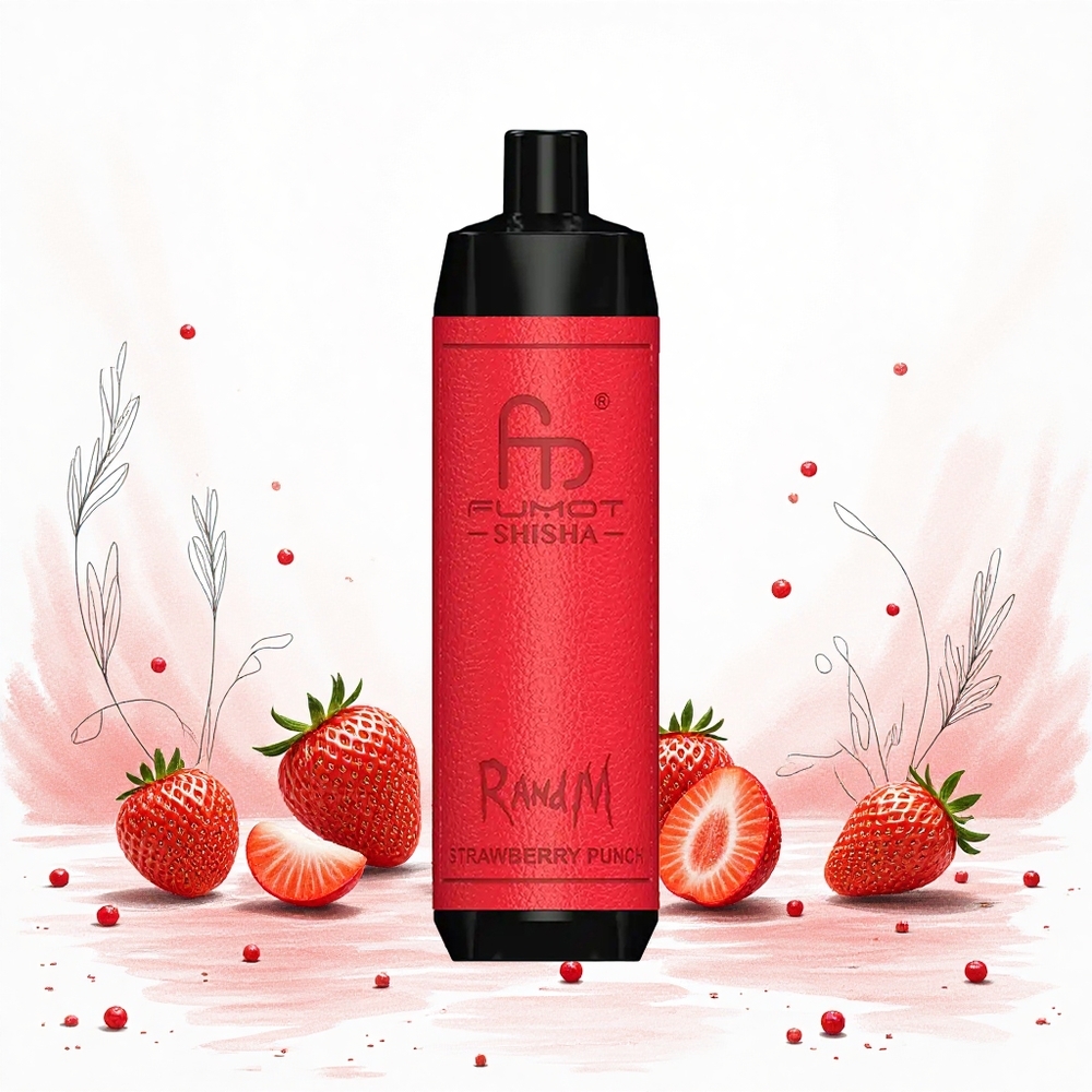 RandM Fumot Shisha 10000 Puffs Eper Ütés 18ml Előre Töltött E-liquid 850 mAh Akkumulátor Hungary Vapes