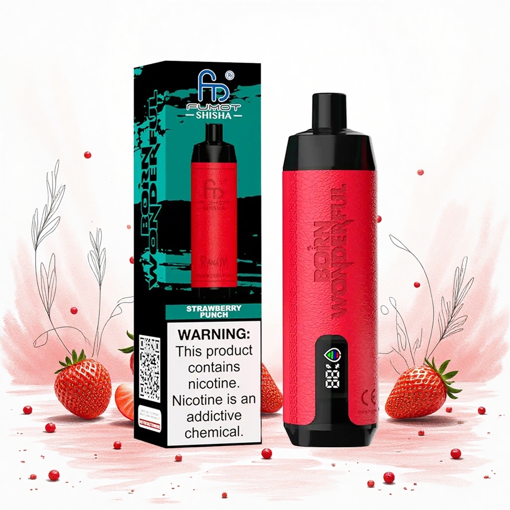 RandM Fumot Shisha 10000 Puffs Eper Ütés 18ml Előre Töltött E-liquid 850 mAh Akkumulátor Hungary Vapes