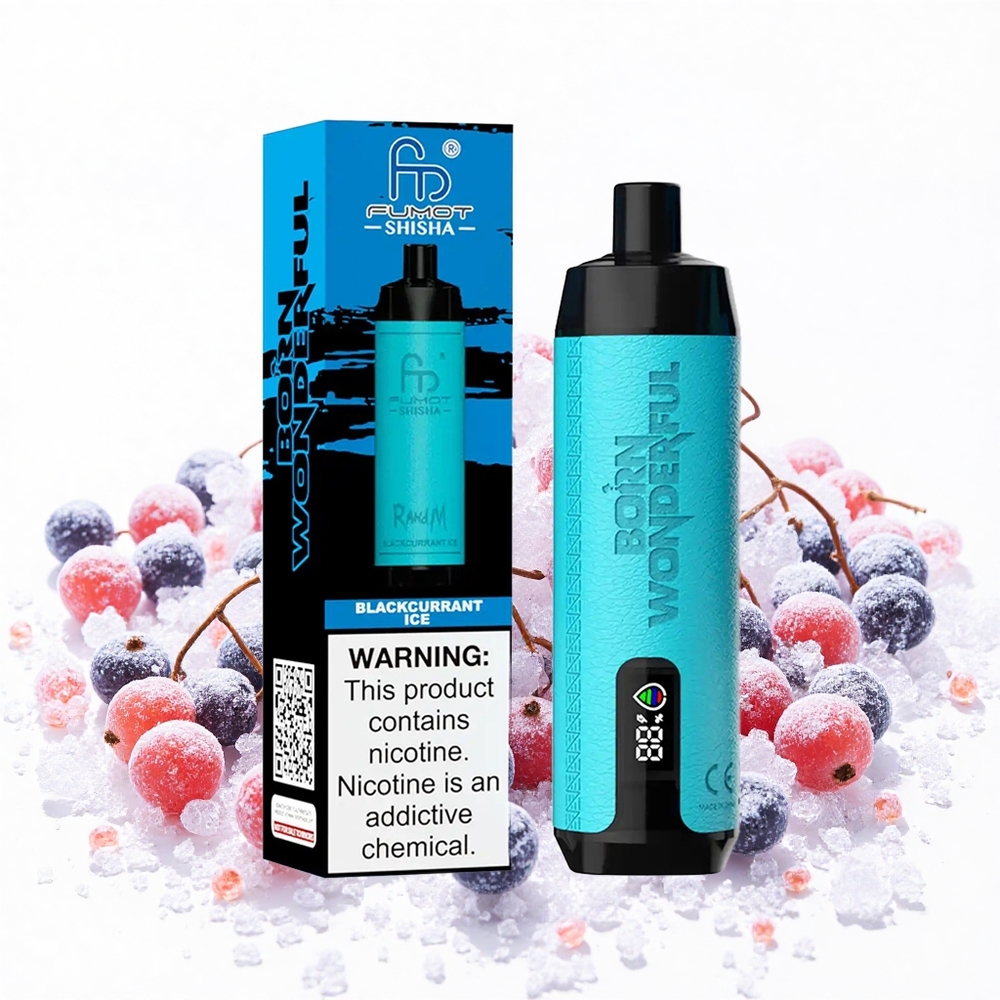 RandM Fumot Shisha 10000 Puffs Feketeribefagylalt LED Kijelző 18ml Előre Töltött Hungary Vapes