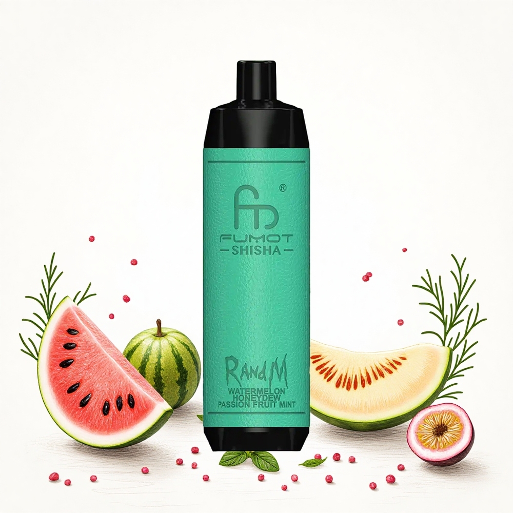 RandM Fumot Shisha 10000 Puffs Görögdinnye Mézcitrom Passiógyümölcs Menta 18ml Előreetett e-liquid 850 mAh Akkumulátor Hungary Vapes