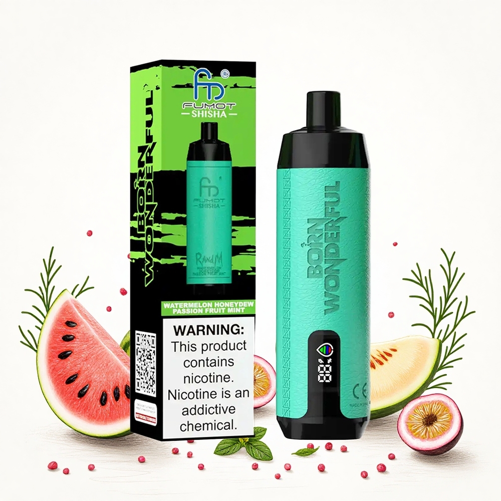 RandM Fumot Shisha 10000 Puffs Görögdinnye Mézcitrom Passiógyümölcs Menta 18ml Előreetett e-liquid 850 mAh Akkumulátor Hungary Vapes
