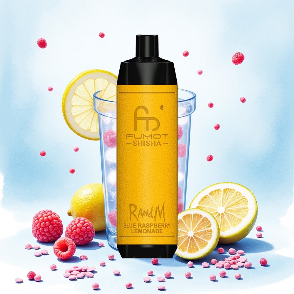 RandM Fumot Shisha 10000 Puffs Kék Málna Limonádé 18ml Előre Töltött e-liquid 850 mAh Akkumulátor Hungary Vapes
