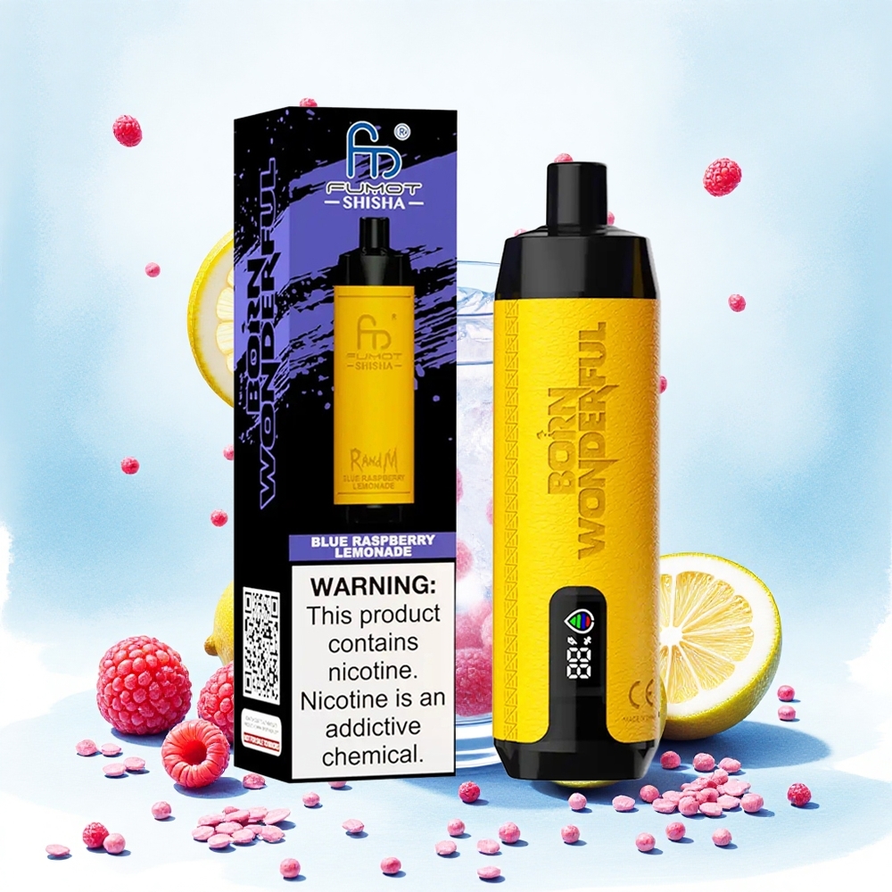 RandM Fumot Shisha 10000 Puffs Kék Málna Limonádé 18ml Előre Töltött e-liquid 850 mAh Akkumulátor Hungary Vapes