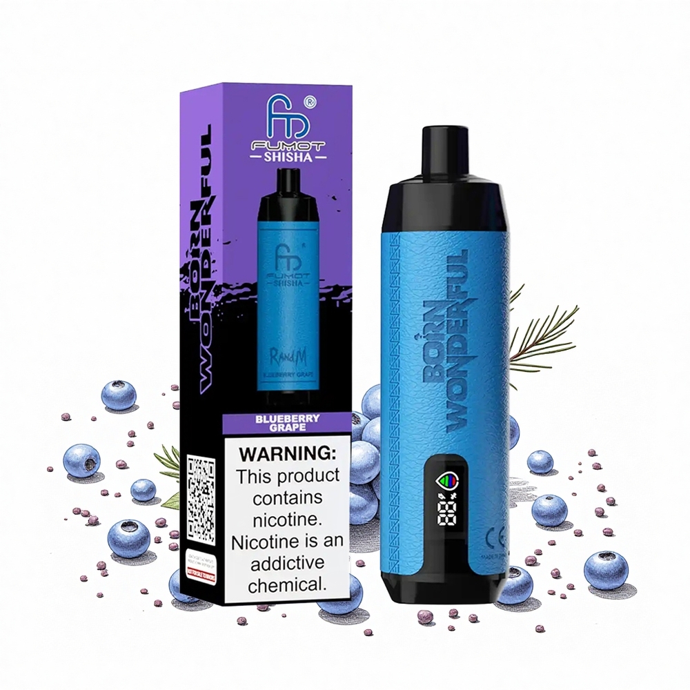 RandM Fumot Shisha 10000 Puffs Áfonya Szőlő 18ml Előre Töltött e-liquid 06ohm Mesh Coil Hungary Vapes