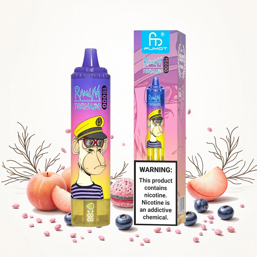 RandM Fumot Tornado 15000 Puffs Barackkék Cukorka 25ml Folyadéktartály 850mAh Akkumulátor Hungary Vapes