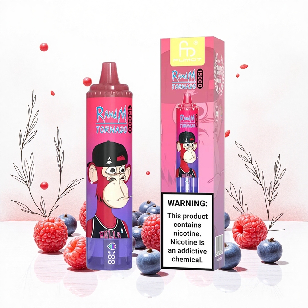 RandM Fumot Tornado 15000 Puffs Blueberry Málna 25ml folyadék 850mAh akkumulátor Hungary Vapes