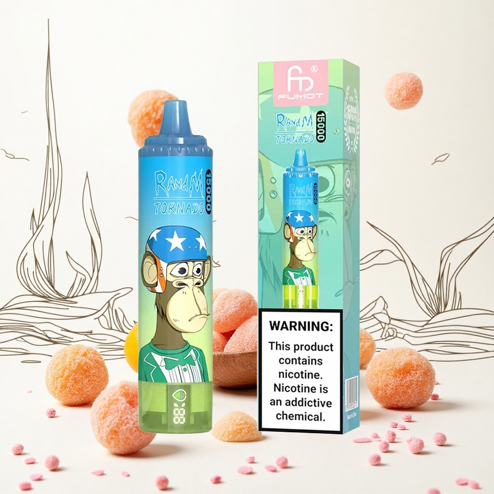 RandM Fumot Tornado 15000 Puffs Gummy Bear Menta Kapacitás 25ml Akku 850mAh Hungary Vapes