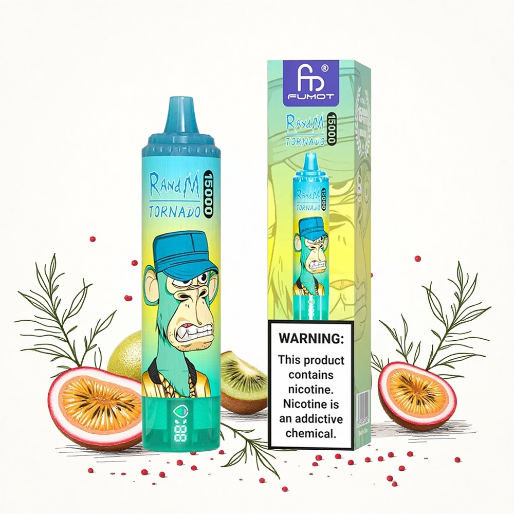 RandM Fumot Tornado 15000 Puffs Kiwi Passiógyümölcs Guava 25ml Folyadékkapacitás 850mAh Akkumulátor Hungary Vapes
