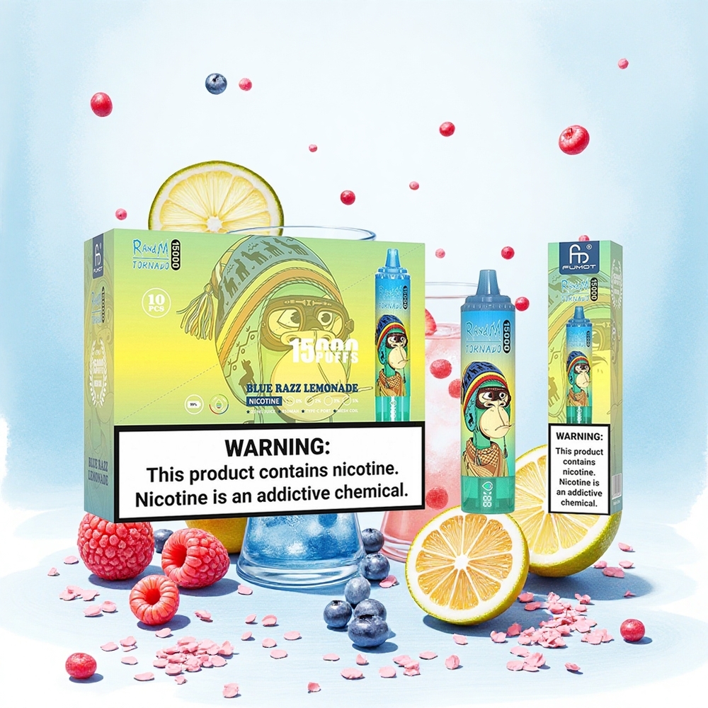 RandM Fumot Tornado 15000 Puffs Kék Málna Limonádé 25ml Folyadékkapacitás 850mAh Akkumulátor Hungary Vapes