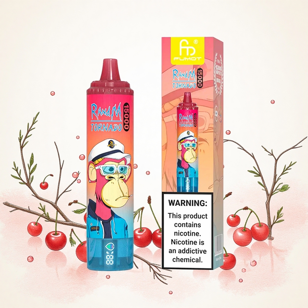 RandM Fumot Tornado 15000 Puffs Meggy 25ml folyadékkapacitás 09 Ohm Mesh tekercselés Hungary Vapes