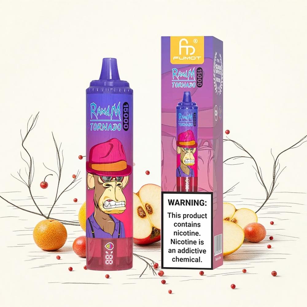 RandM Fumot Tornado 15000 Puffs Sárga Alma Hungary Vapes 25ml Folyadékkapacitás 850mAh Akkumulátor