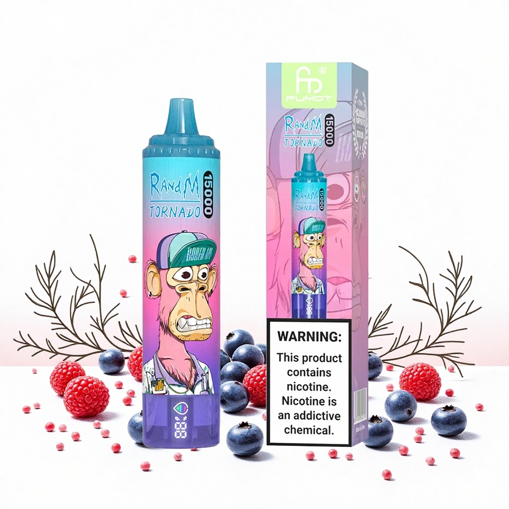RandM Fumot Tornado 15000 Puffs Áfonya Málna 25ml Folyadékkapacitás 850mAh Akkumulátor Hungary Vapes