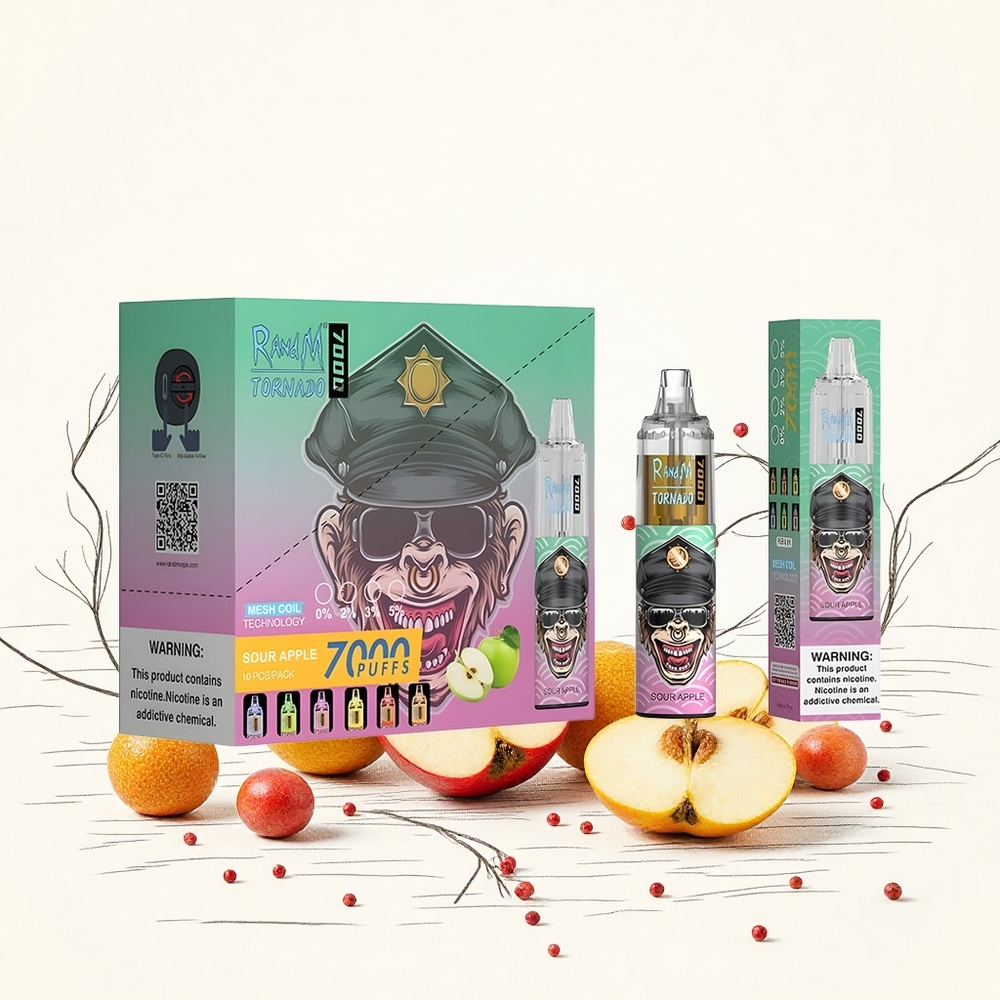 RandM Fumot Tornado 7000 Böfet Sour Apple (14 ML E-liquid 850 MAH Battery) Hungary Vapes
