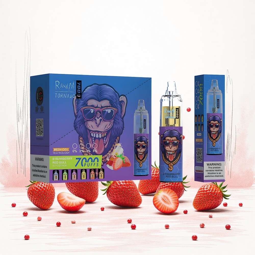 RandM Fumot Tornado 7000 Puffs 14 ML E-liquid Eper Vörös Bika Hungary Vapes