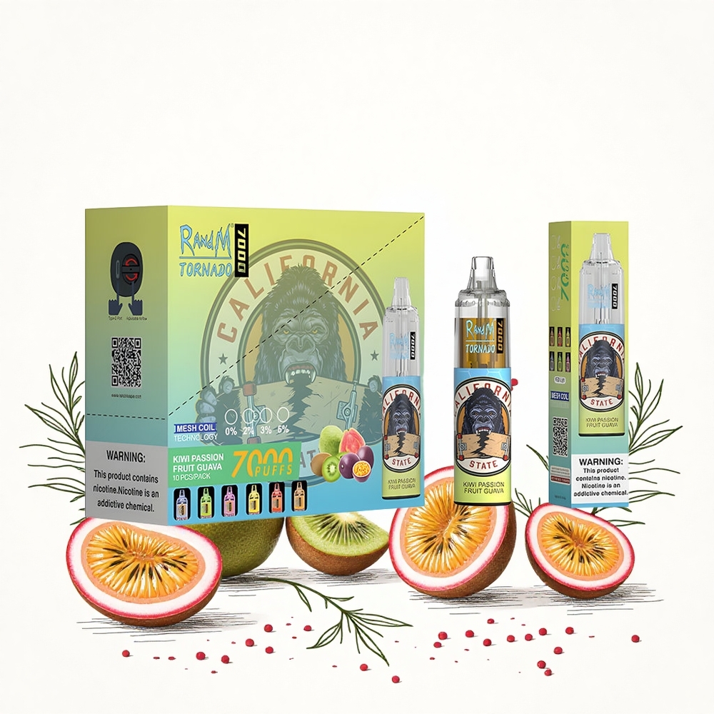 RandM Fumot Tornado 7000 Puffs 14 ML E-liquid Kivi Sárgadinnye Guava Hungary Vapes