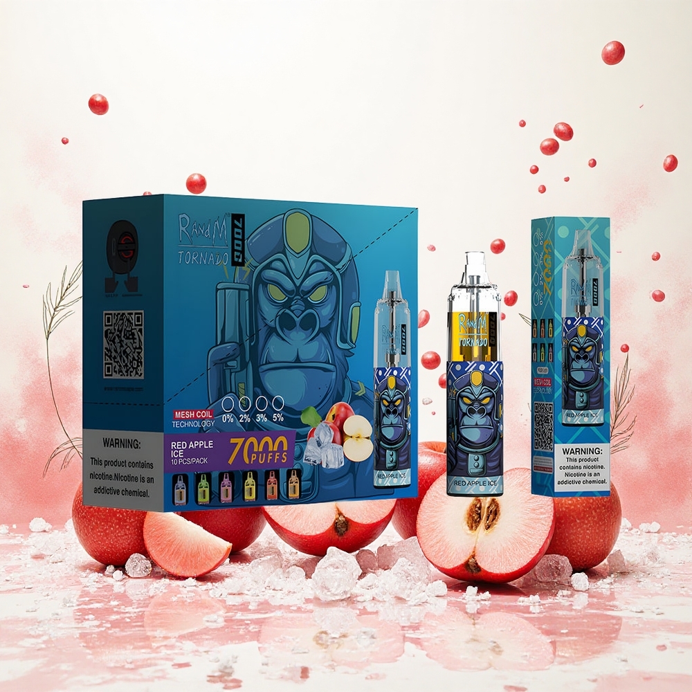 RandM Fumot Tornado 7000 Puffs 14 ML E-liquid Piros Alma Jég Hungary Vapes