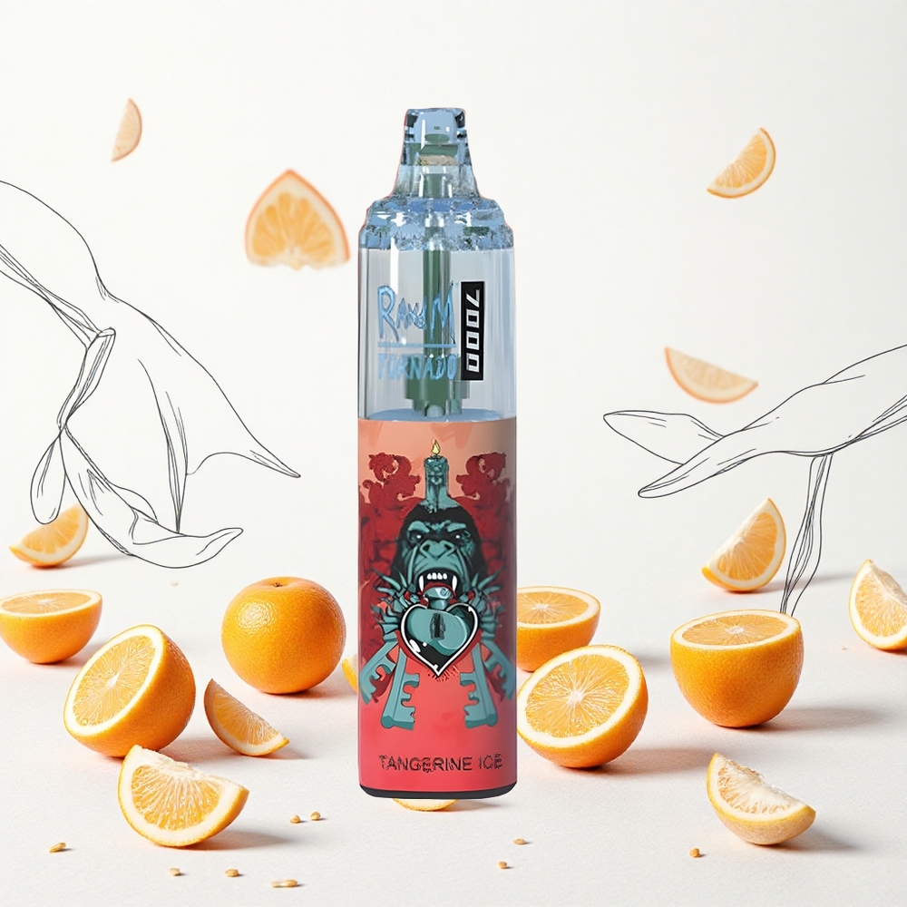 RandM Fumot Tornado 7000 Puffs 14 ML E-liquid Tangerin Jég Hungary Vapes