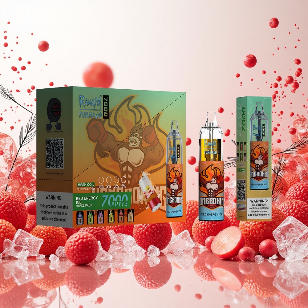 RandM Fumot Tornado 7000 Puffs 14 ML E-liquid Vörös Energia Jég Hungary Vapes