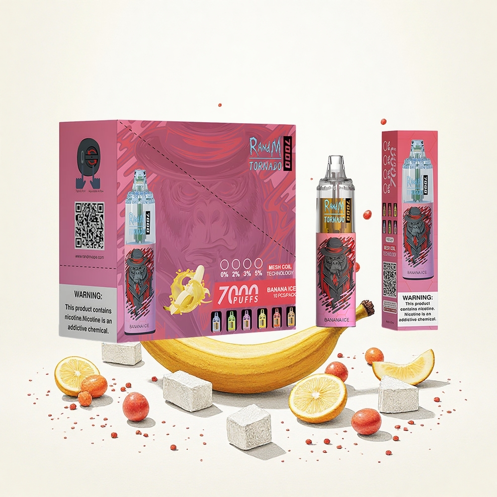 RandM Fumot Tornado 7000 Puffs Banán Jég 14 ML E-liquid 850 MAH Battery Hungary Vapes