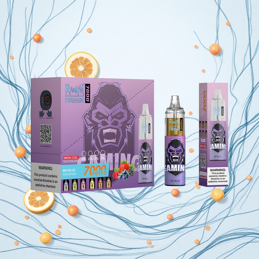 RandM Fumot Tornado 7000 Puffs Dr Kék 14 ML E-liquid 850 MAH Akkumulátor Hungary Vapes