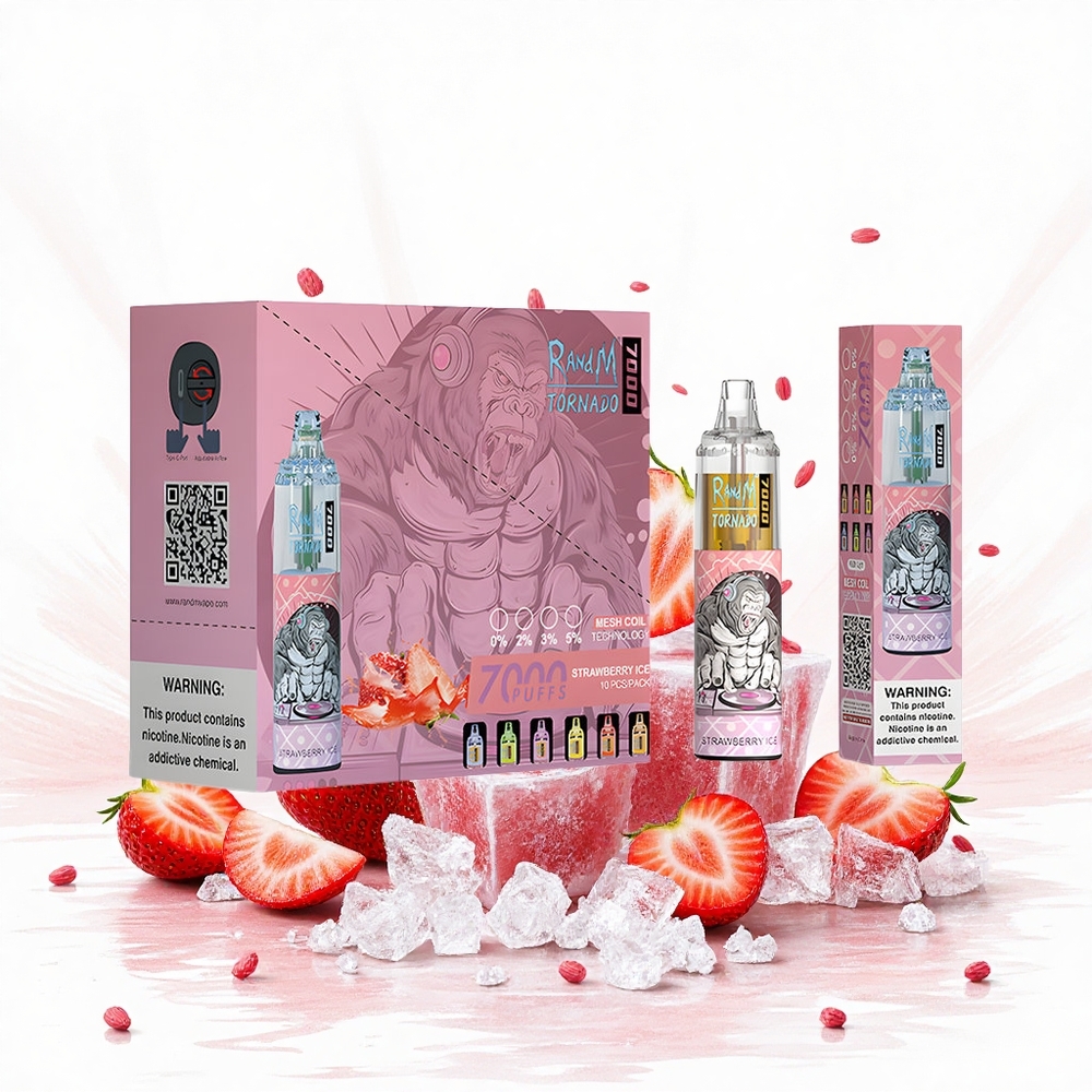 RandM Fumot Tornado 7000 Puffs Eperjég 14 ML E-liquid 850 MAH Battery Hungary Vapes