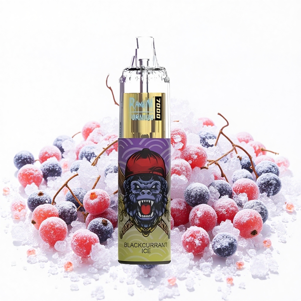 RandM Fumot Tornado 7000 Puffs Feketeriboly Jég 14 ML E-liquid 850 MAH Battery Hungary Vapes
