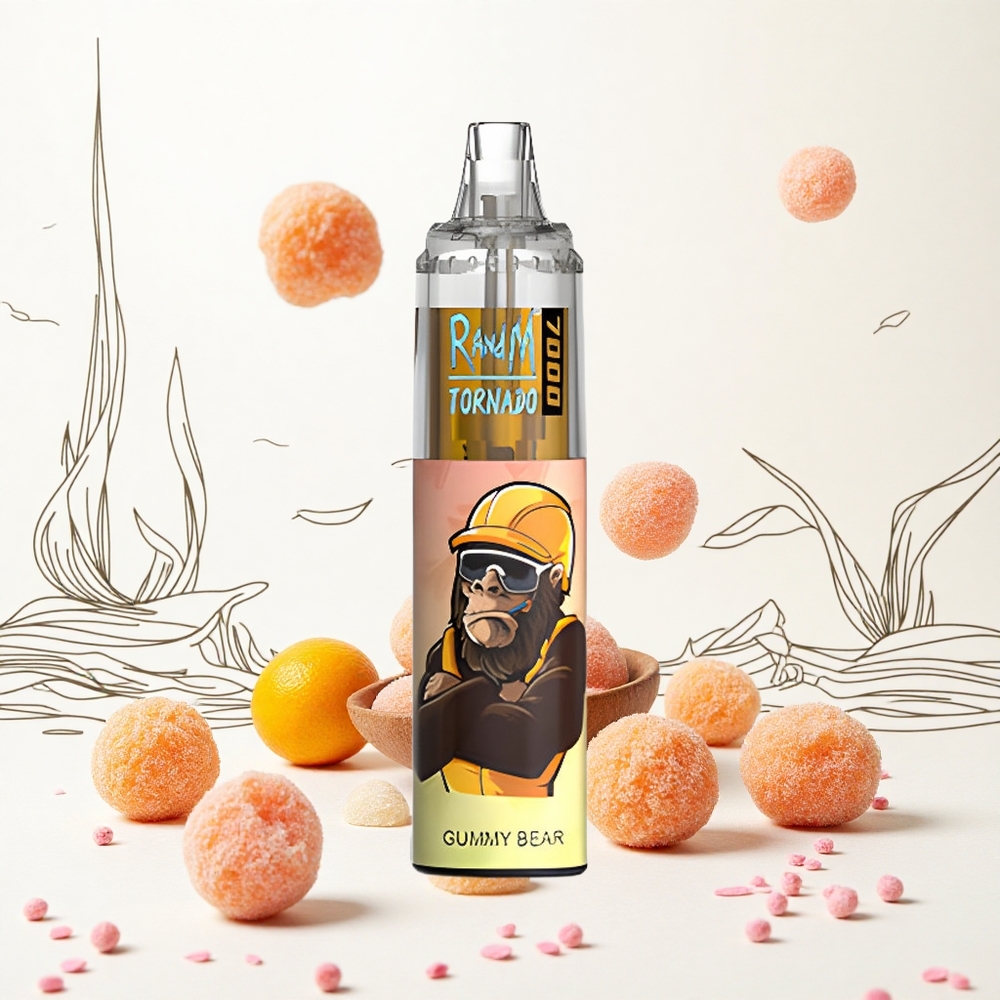 RandM Fumot Tornado 7000 Puffs Gummy Medve 14 ML E-liquid és 850 MAH Battery Hungary Vapes