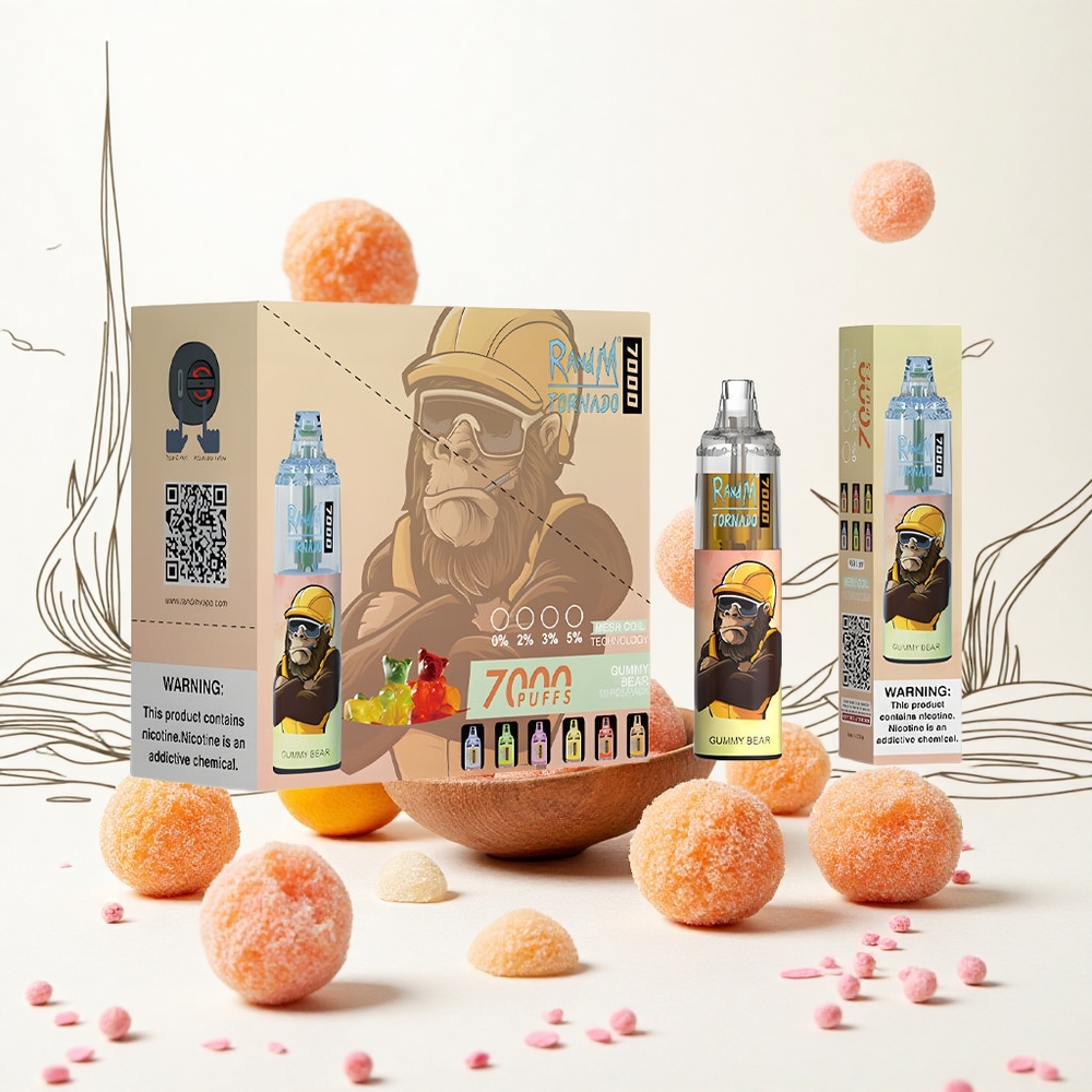 RandM Fumot Tornado 7000 Puffs Gummy Medve 14 ML E-liquid és 850 MAH Battery Hungary Vapes