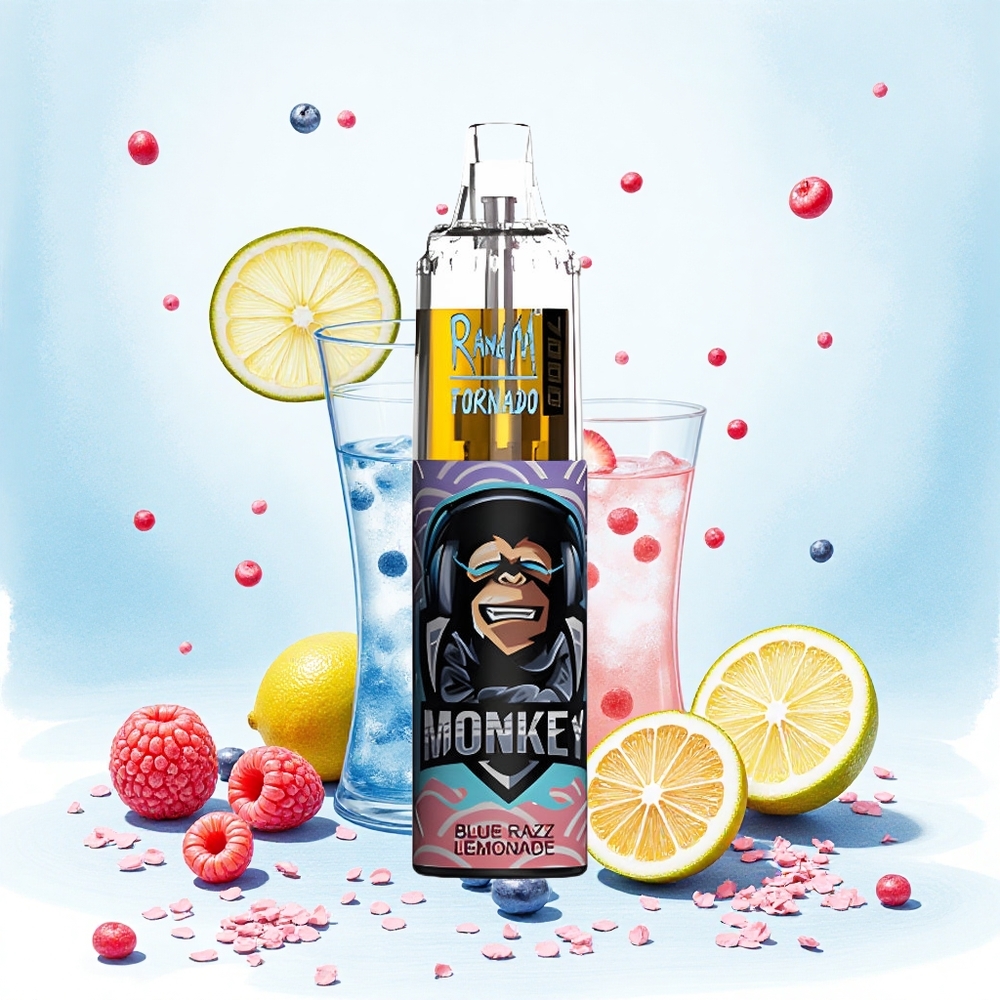 RandM Fumot Tornado 7000 Puffs Kék Málna Limonádé 14 ML E-liquid 850 MAH Battery Hungary Vapes
