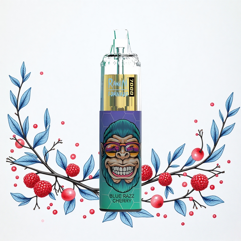 RandM Fumot Tornado 7000 Puffs Kék Málna Meggy 14 ML E-liquid 850 MAH Battery Hungary Vapes
