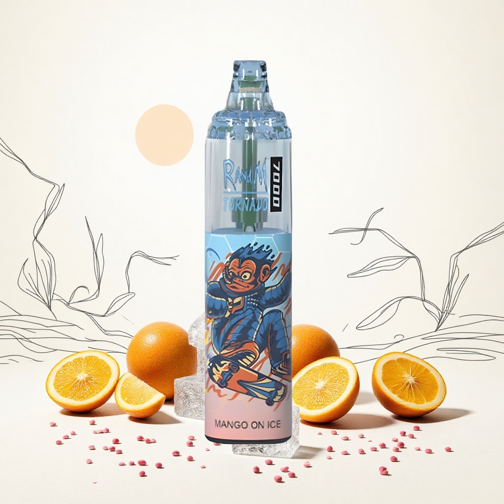 RandM Fumot Tornado 7000 Puffs Mango Jég 14 ML E-liquid 850 MAH Battery Hungary Vapes