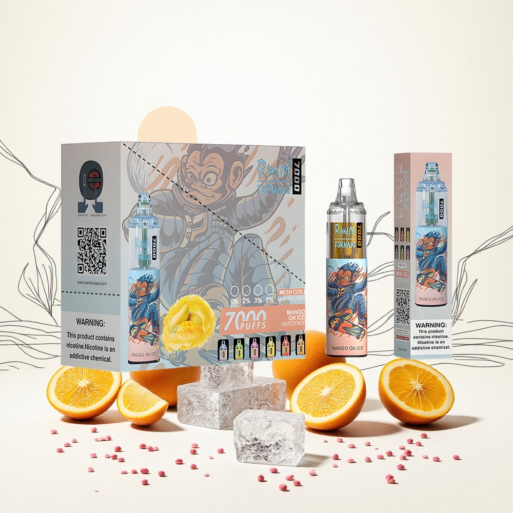 RandM Fumot Tornado 7000 Puffs Mango Jég 14 ML E-liquid 850 MAH Battery Hungary Vapes