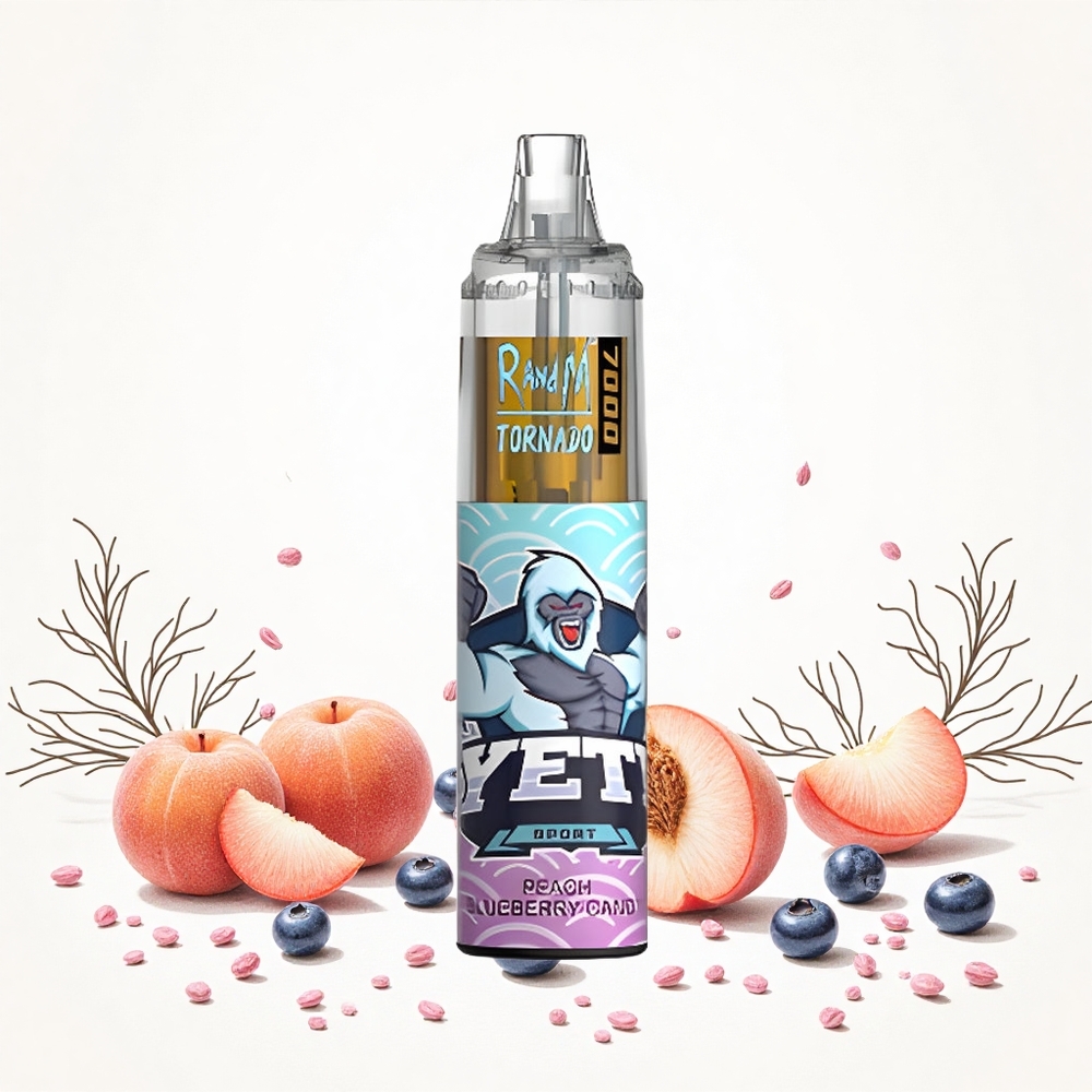 RandM Fumot Tornado 7000 Puffs Peach Málna Candy 14 ML E-liquid 850 MAH Battery Hungary Vapes